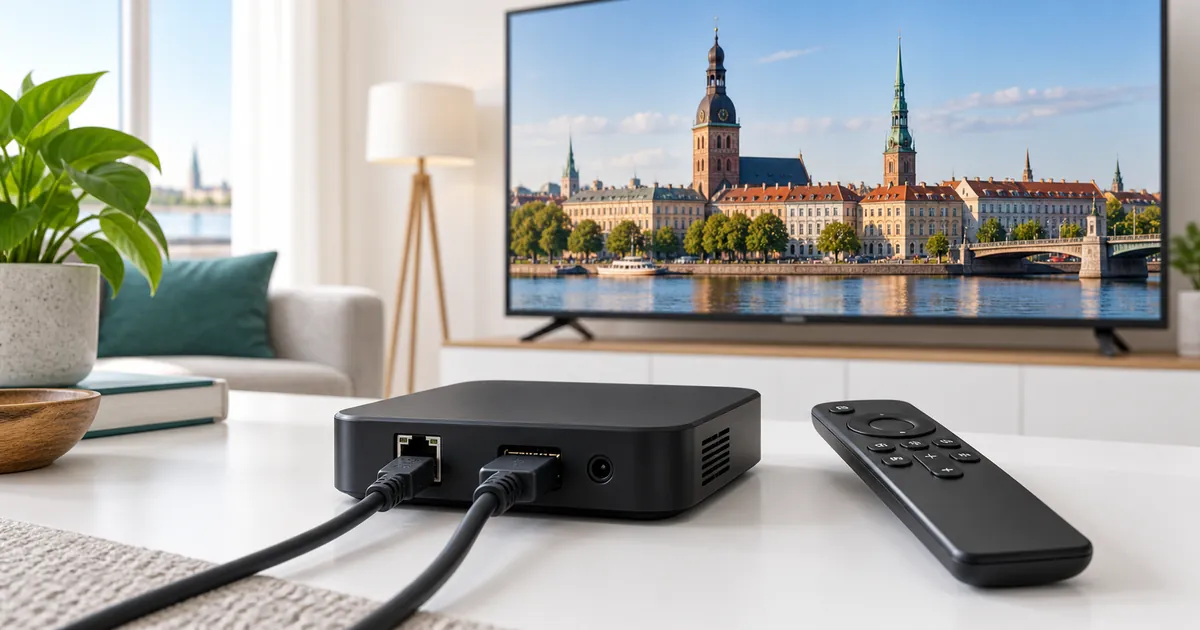IPTV Latvia subscription running on an Android TV box